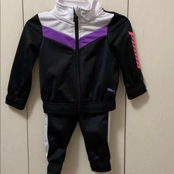 Puma Black, White & Purple Warm Up Suit - Picture 1 of 8